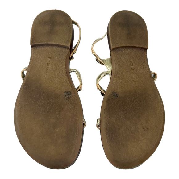 BCBGeneration Gladiator Boho Gold Metallic Embellished Strappy Sandals Size 7 - Picture 4 of 6